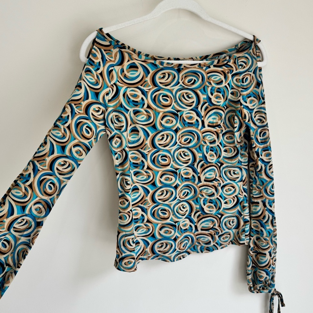 International Newport Group Retro (Ing) Swirl Mesh Long Sleeve Top – Size S